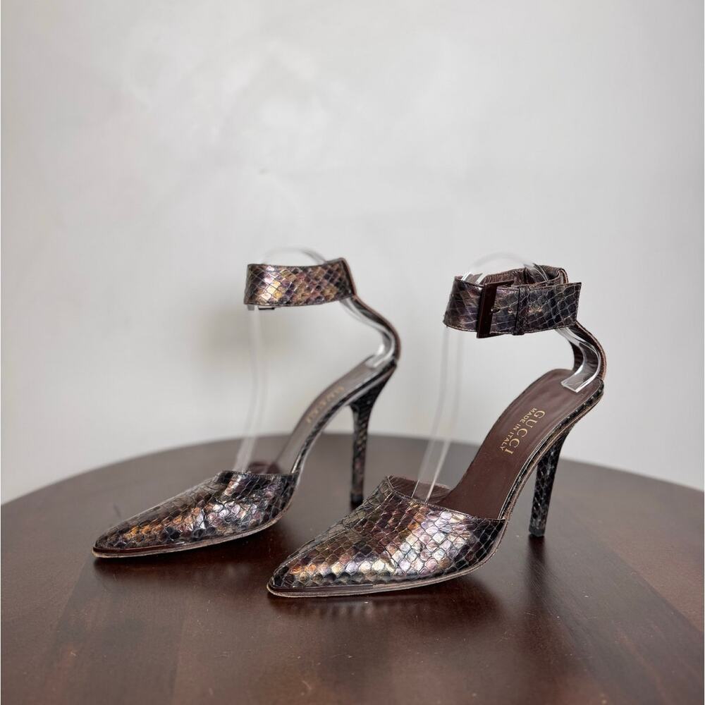 Gucci by Tom Ford Vintage Python Ankle Strap Heels - Size 7.5 - Picture 3 of 8